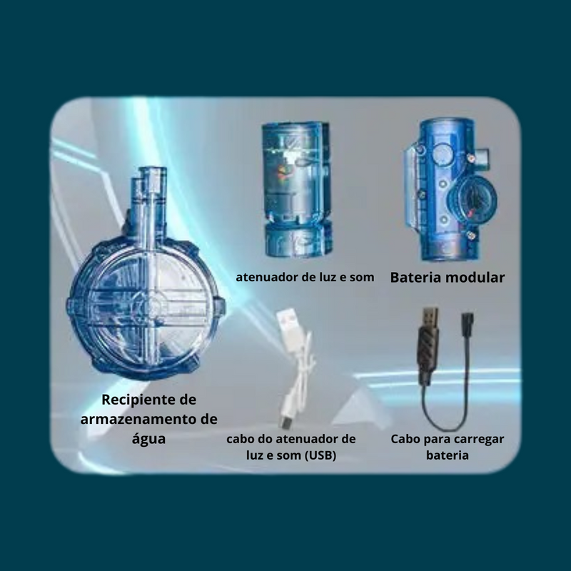 Lançador de Gel Elétrico Totalmente Automático com Luz, Recarregável USB, Tiro Contínuo, Jogo de Festa, Barulho, Brinquedo Infantil, Presente Menino, Verão, Diversão